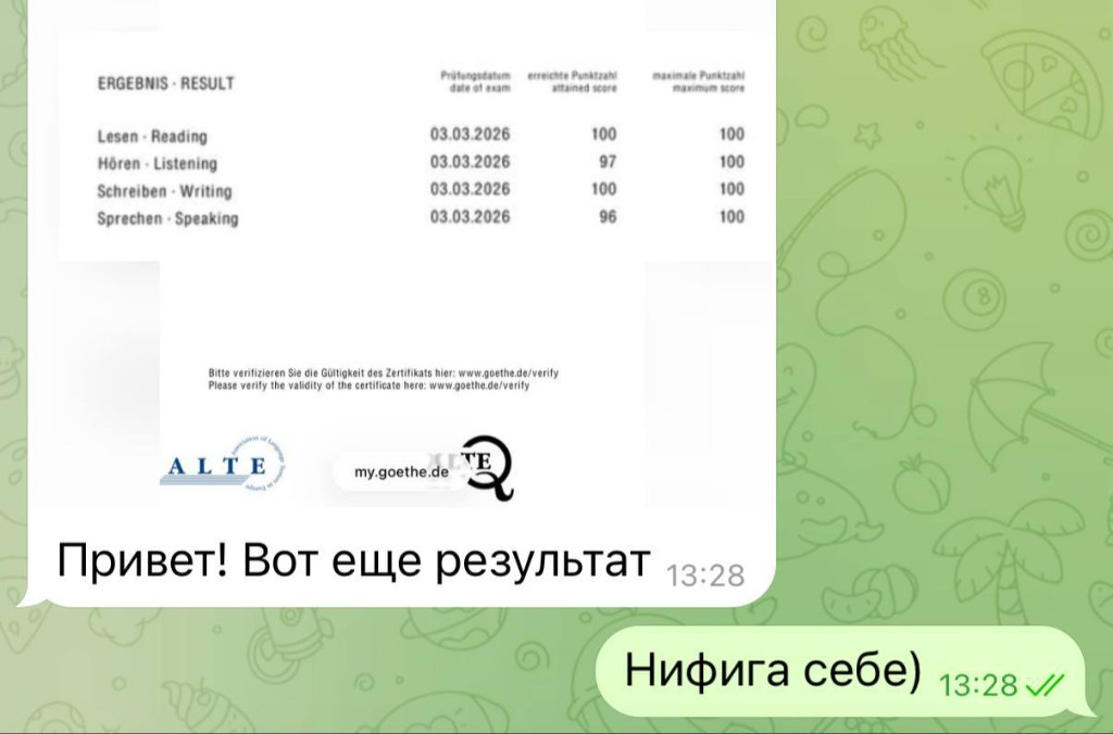 Отзыв участника курса B2-Prüfungen